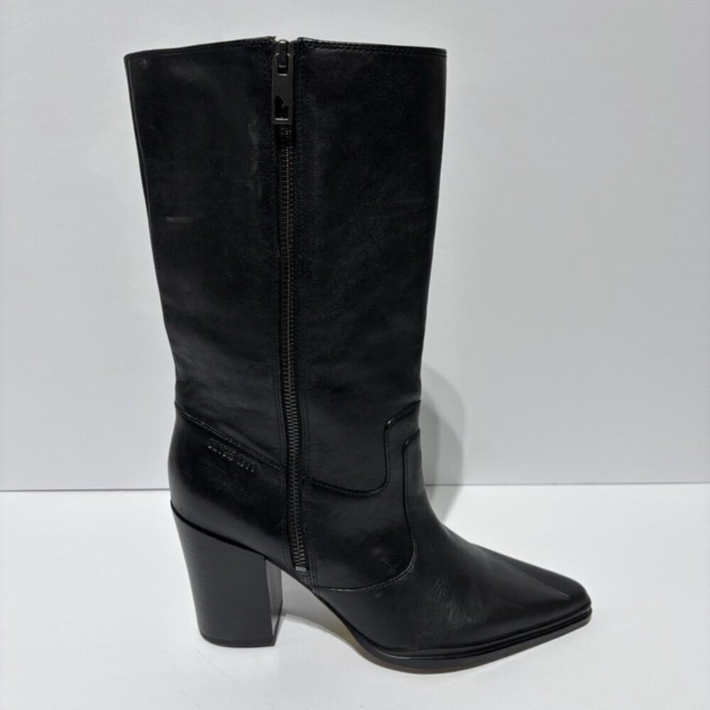 Franco Sarto Women’s Jaxon, Black Leather Zip Boots, Size 9 M